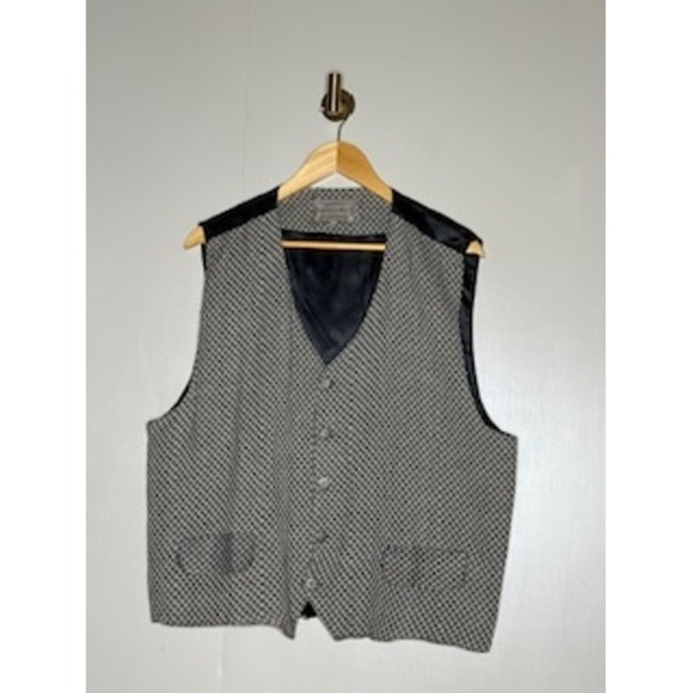 Bogari Italy Wool Blend Vest Gray Black Pattern Button Front L